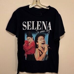 Selena Black Graphic Long Sleeve Women's Top